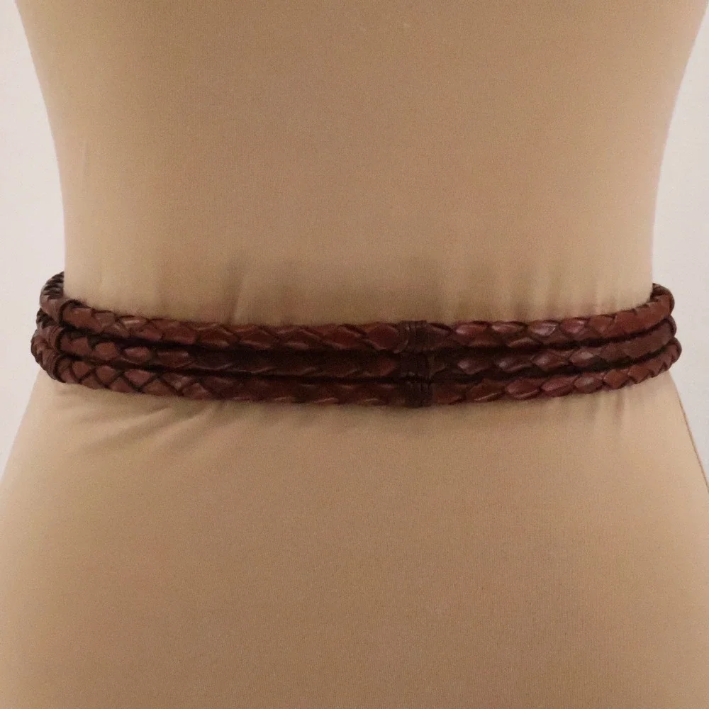 Brighton Vintage 1995 Braided Leather Belt Womens Size S Brown Western Boho